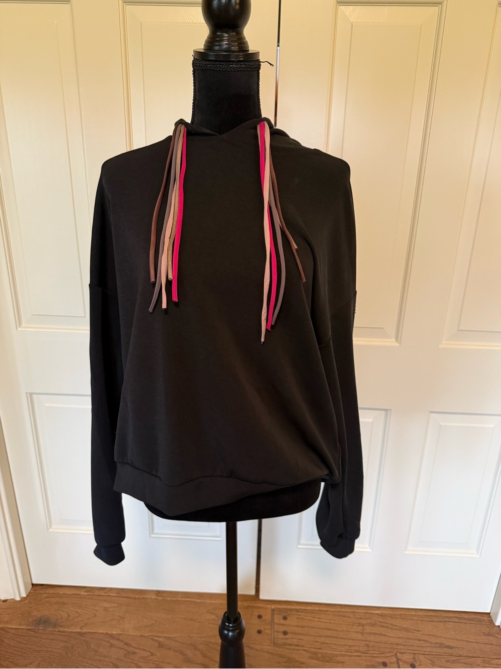 Peloton Black Women's Hoodie with Pink Accent Drawstrings